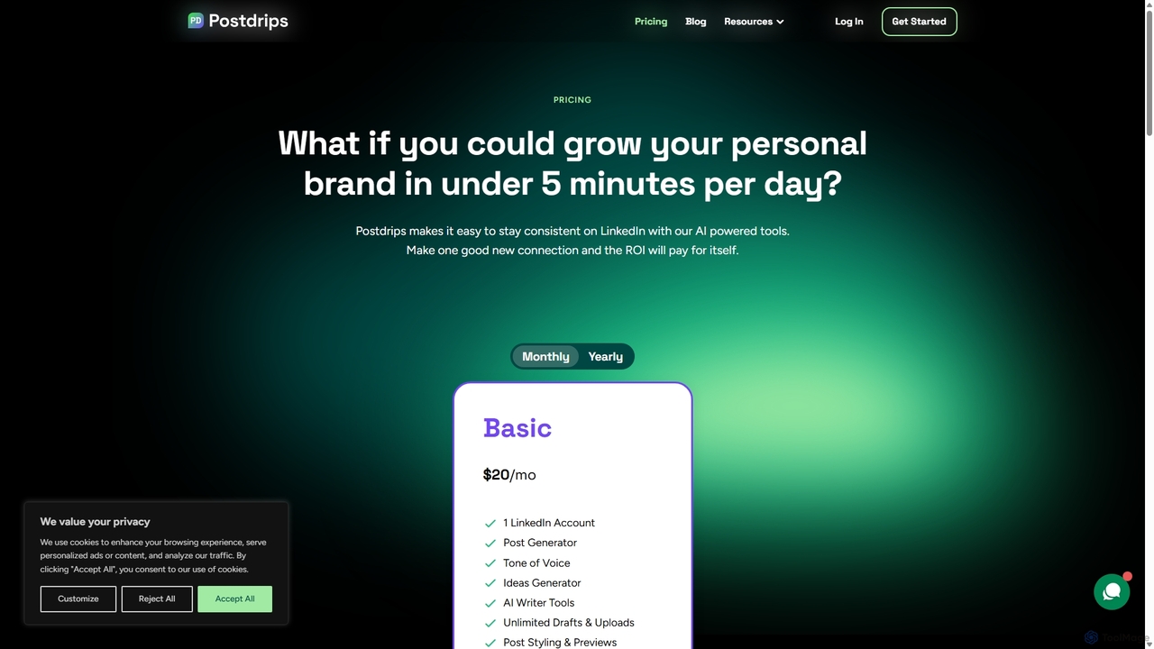Pricing | Postdrips [Save 17% on Yearly Plans] for Postdrips