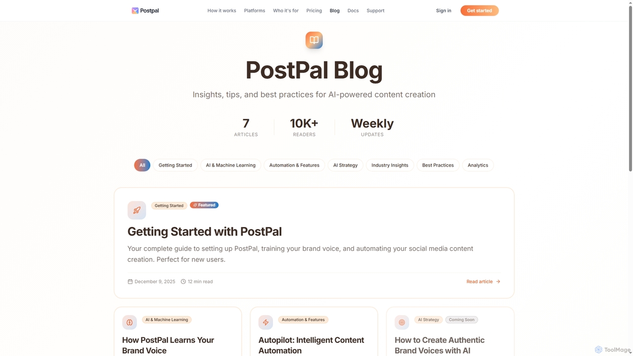 PostPal AI social media posts from your website for PostPal