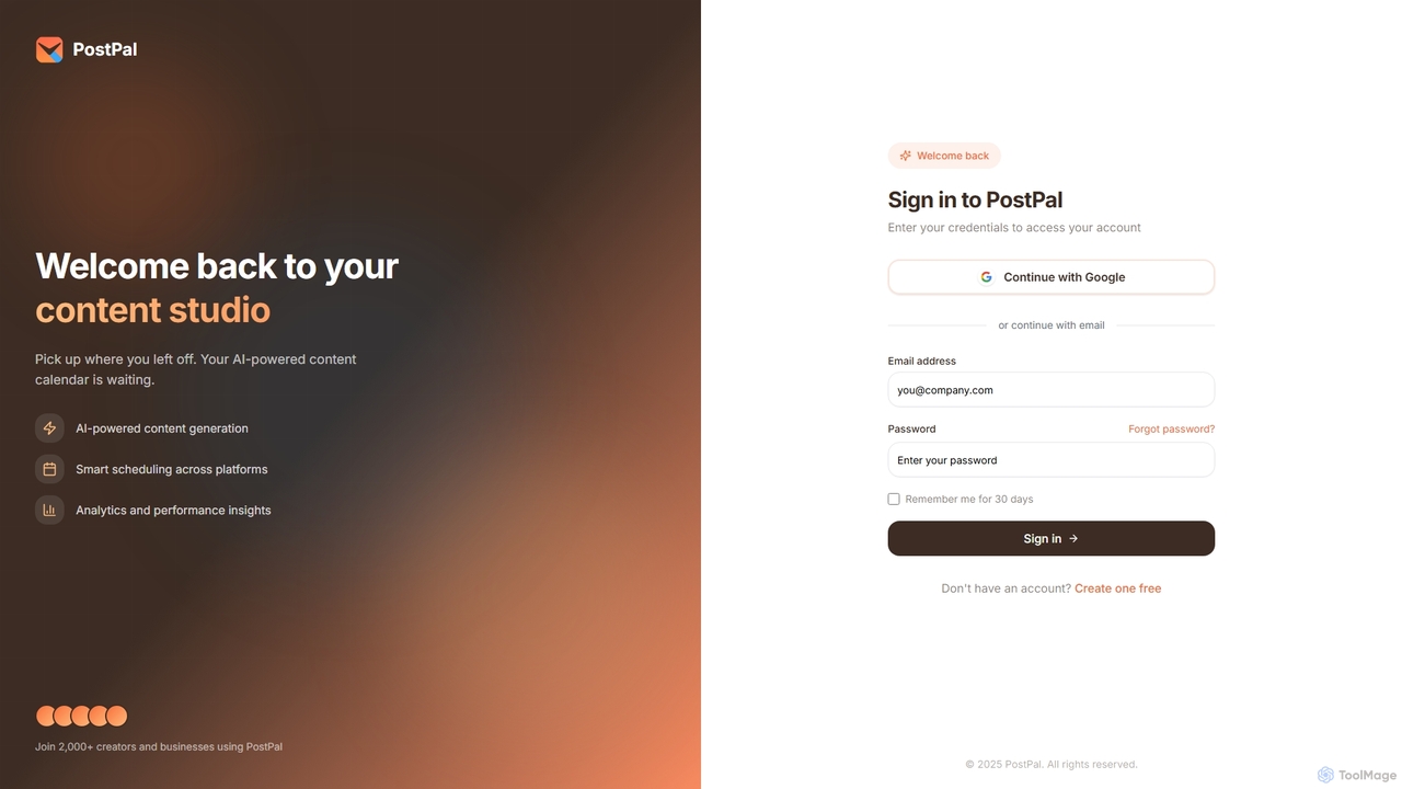 PostPal AI social media posts from your website for PostPal