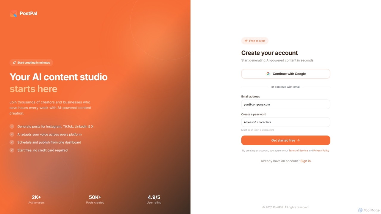 PostPal AI social media posts from your website for PostPal