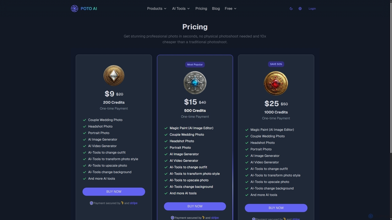 POTO AI Photographer Pricing - POTO AI for Poto