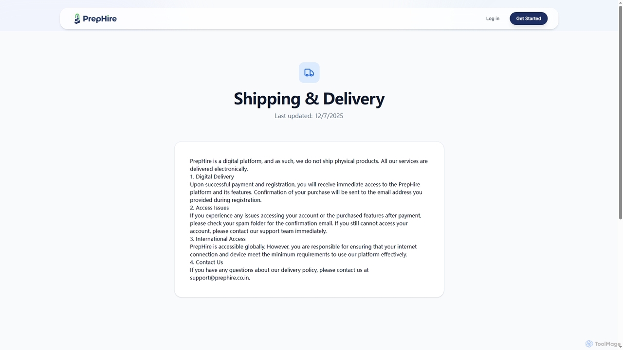 Shipping & Delivery | PrepHire for PrepHire