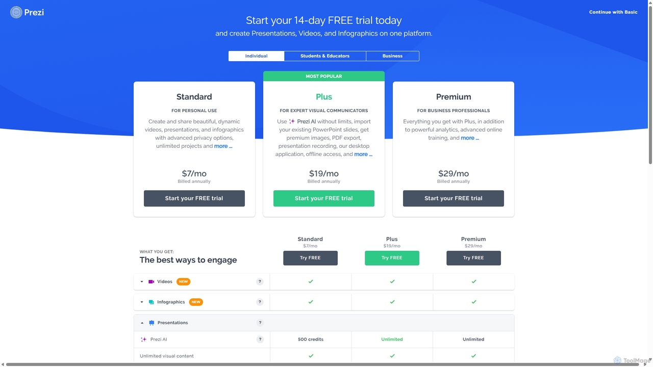 Prezi pricing: Compare plans and sign up for Prezi | Prezi for Prezi