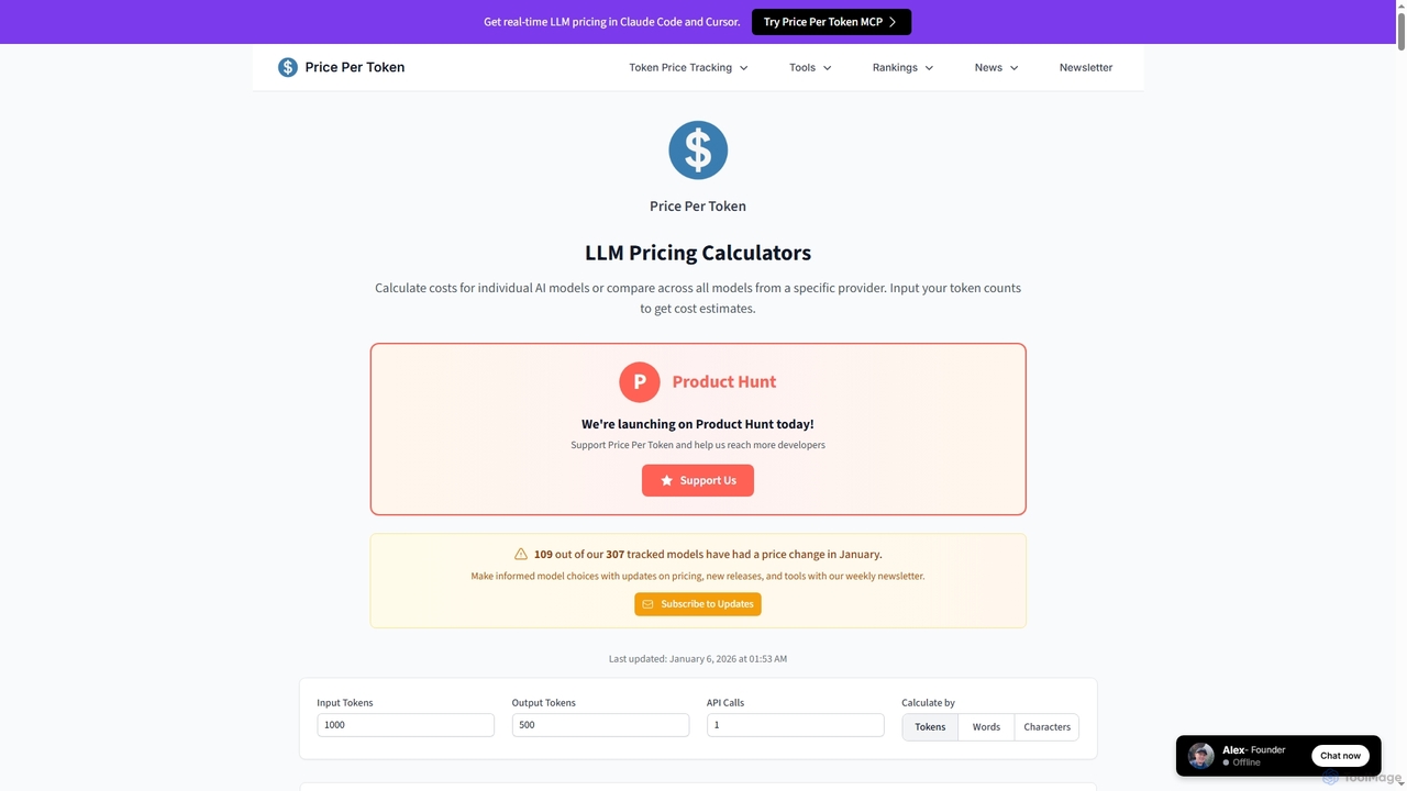 LLM Pricing Calculators - Price Per Token for PricePerToken