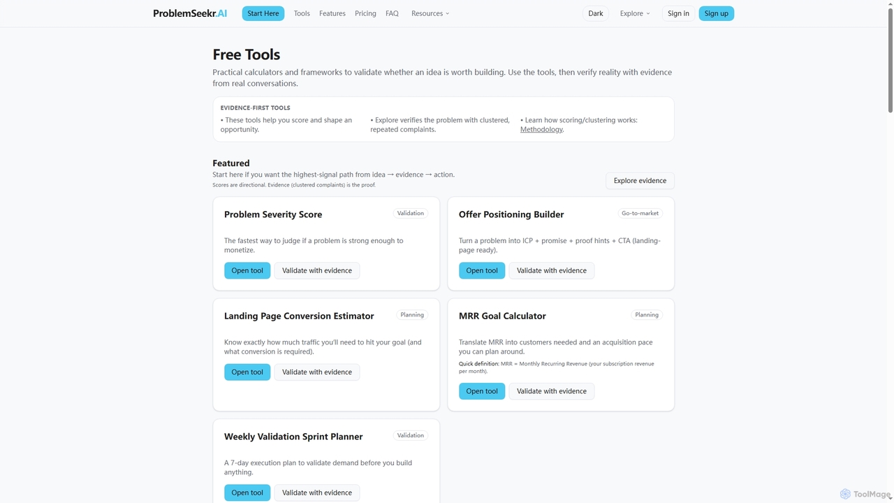 Free Tools for SaaS Validation | ProblemSeekr • ProblemSeekr.AI for ProblemSeekr