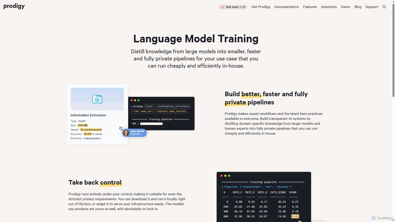 Language Model Training · Prodigy · An annotation tool for AI, Machine Learning & NLP for Prodigy