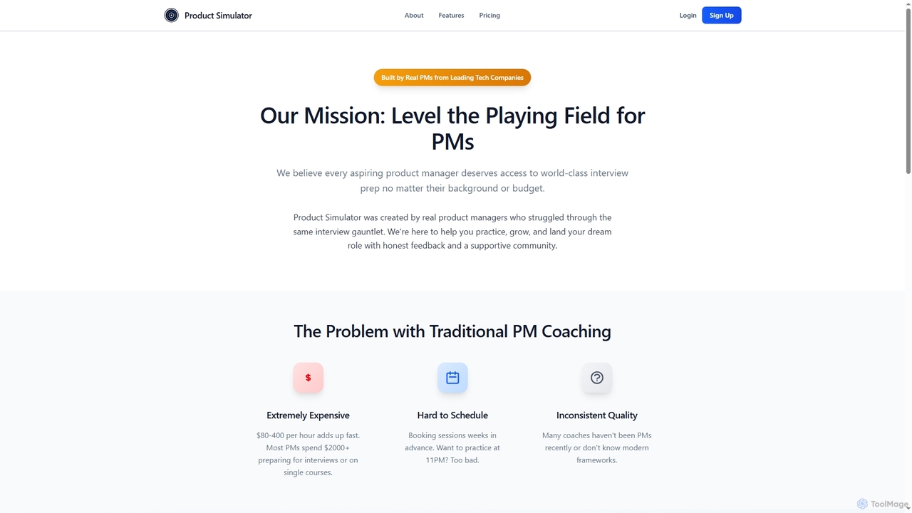 Product Simulator - AI-Powered PM Interview Simulations for Product Simulator