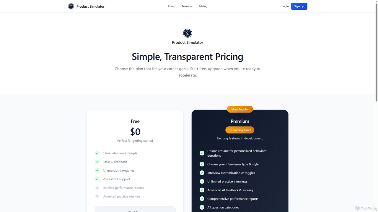 Product Simulator - AI-Powered PM Interview Simulations for Product Simulator