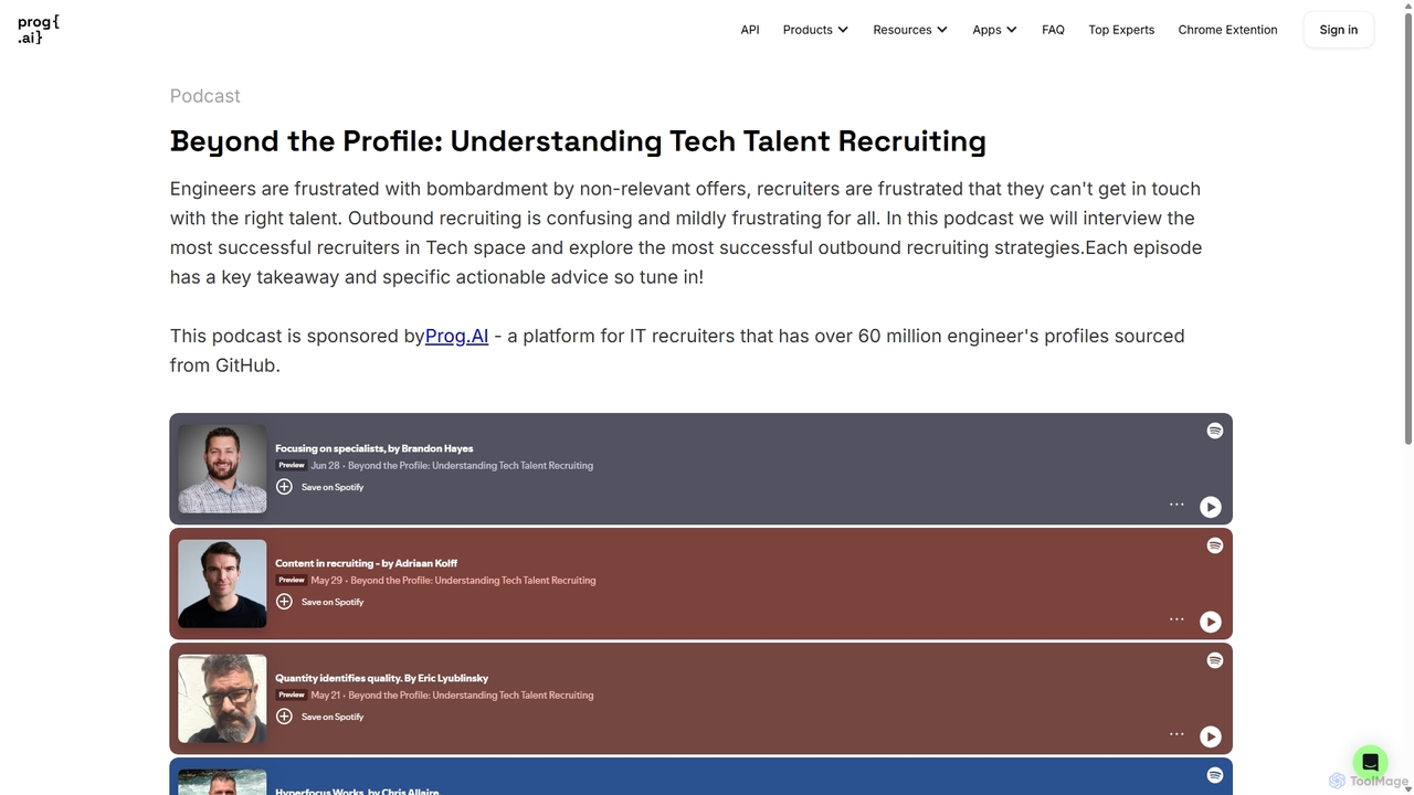 Beyond the Profile Profile: Understanding Tech Talent Recruiting for Prog.AI