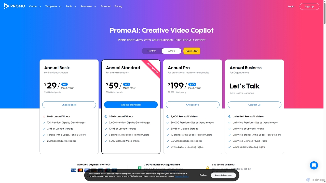 Pricing & Plans | Promo.com | Marketing Video Maker for Promo.com