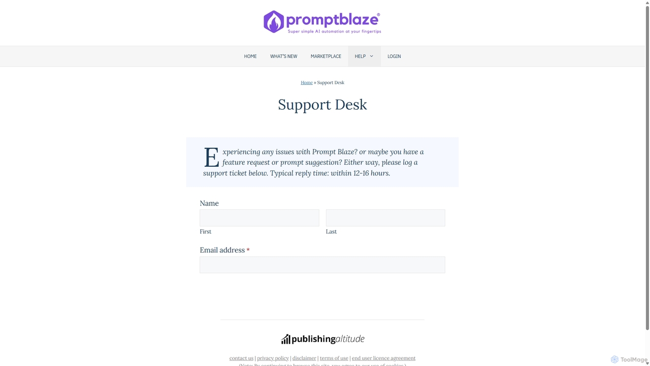 Support Desk — Prompt Blaze for PromptBlaze