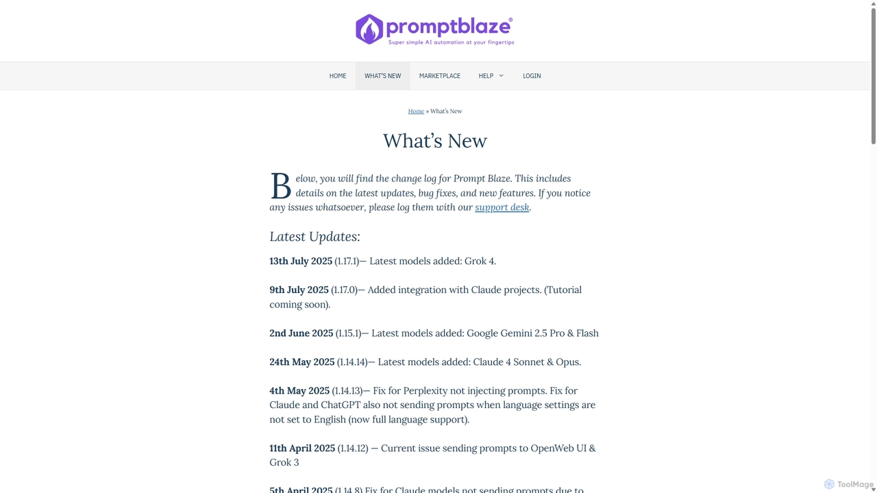 What's New - Prompt Blaze for PromptBlaze