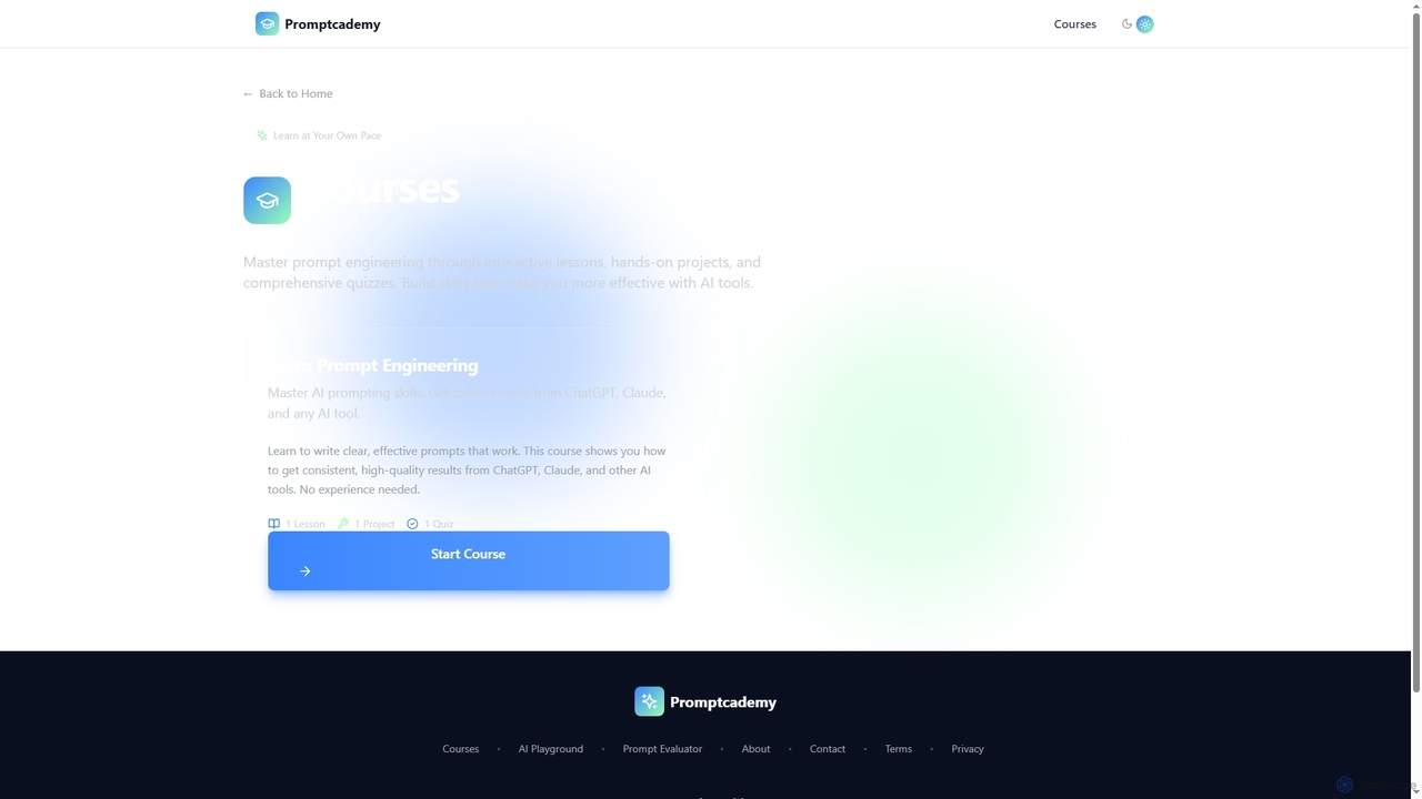 Promptcademy Landing Page for Promptcademy