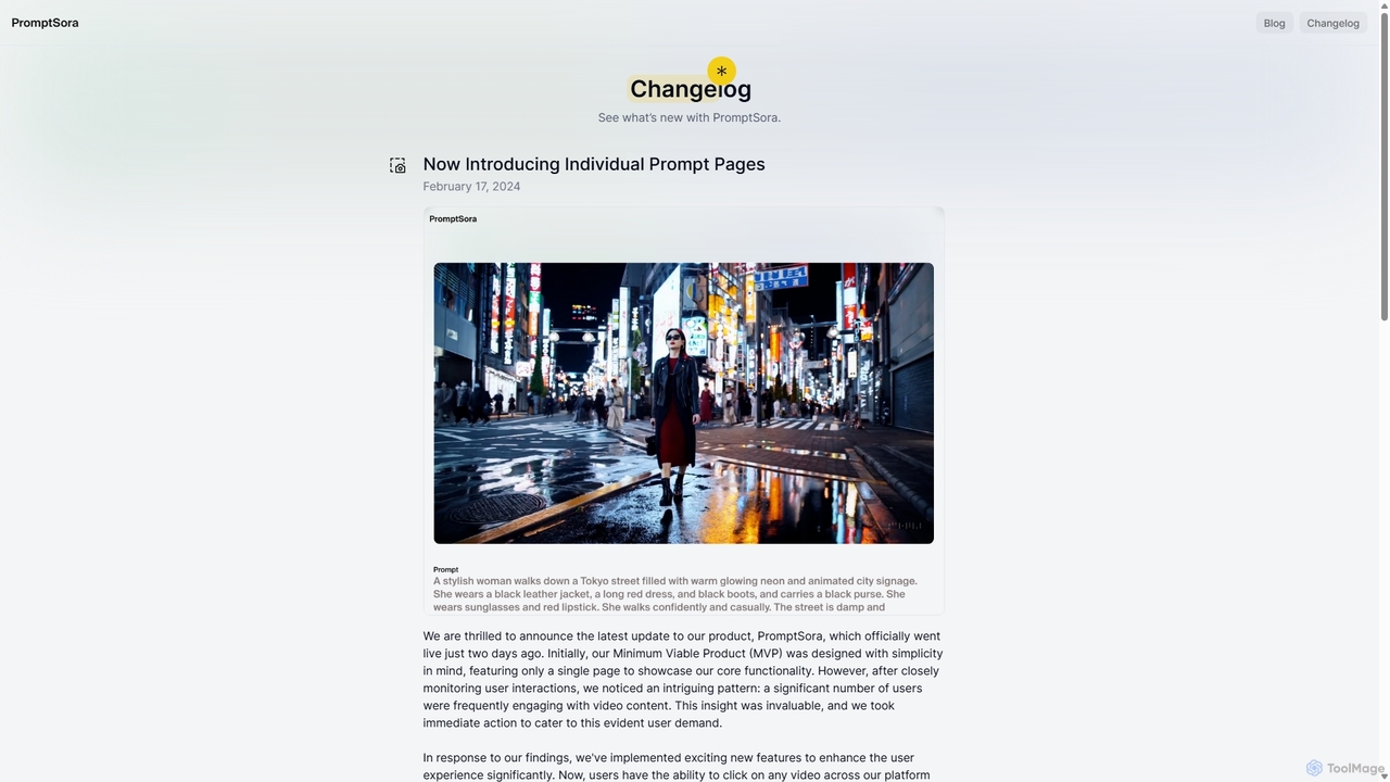 PromptSora Changelog for PromptSora
