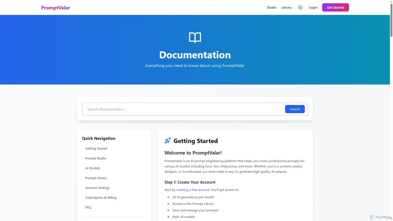 Documentation - PromptValar | PromptValar for PromptValar