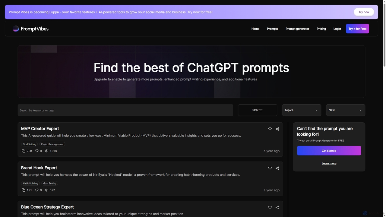 ChatGPT Prompts | PromptVibes for PromptVibes