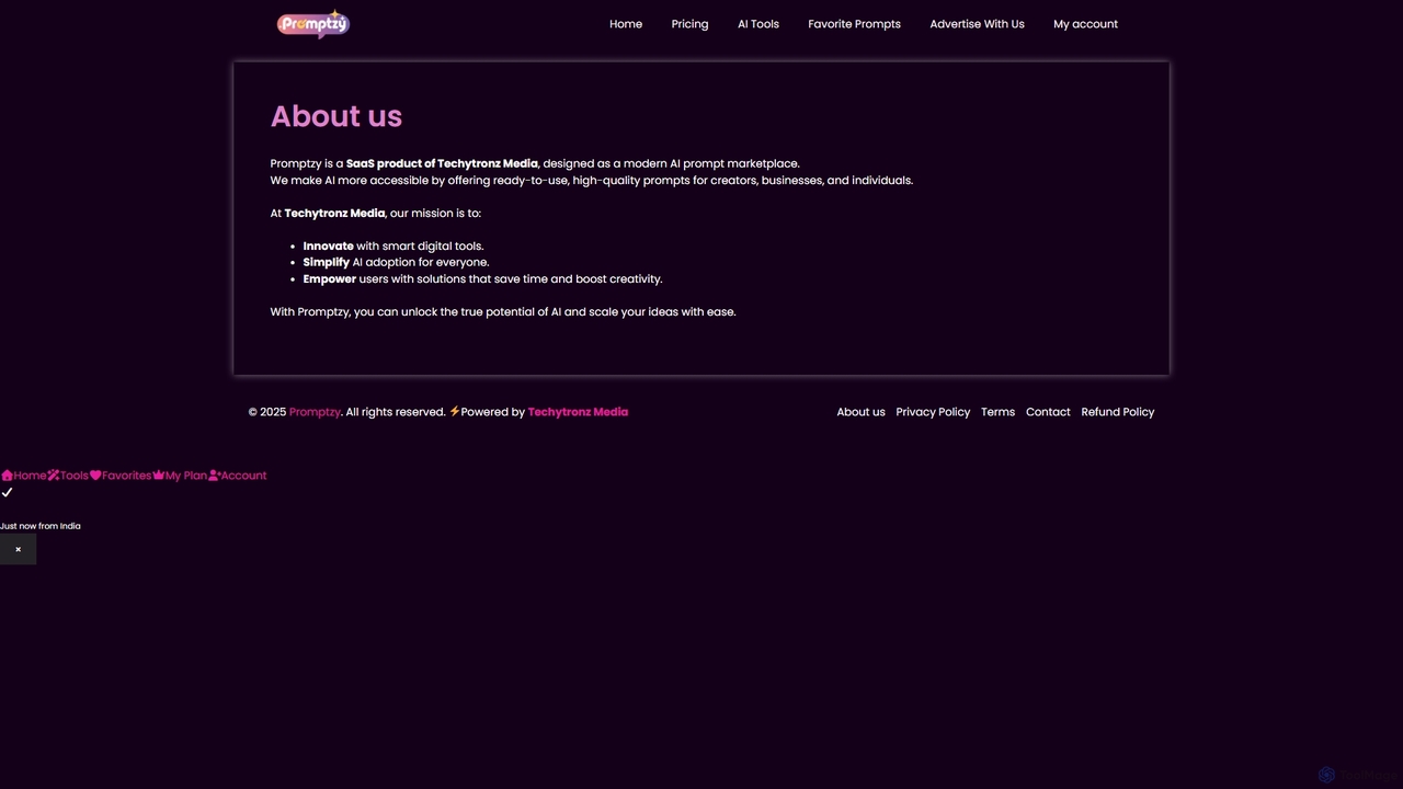 About us - promptzy.site for Promptzy