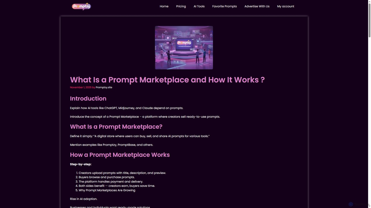 What Is a Prompt Marketplace and How It Works ? - promptzy.site for Promptzy