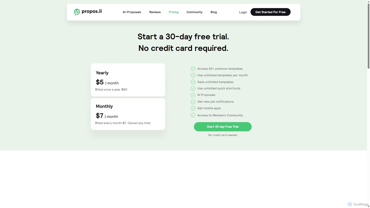 Propos.li Pricing for Propos.li