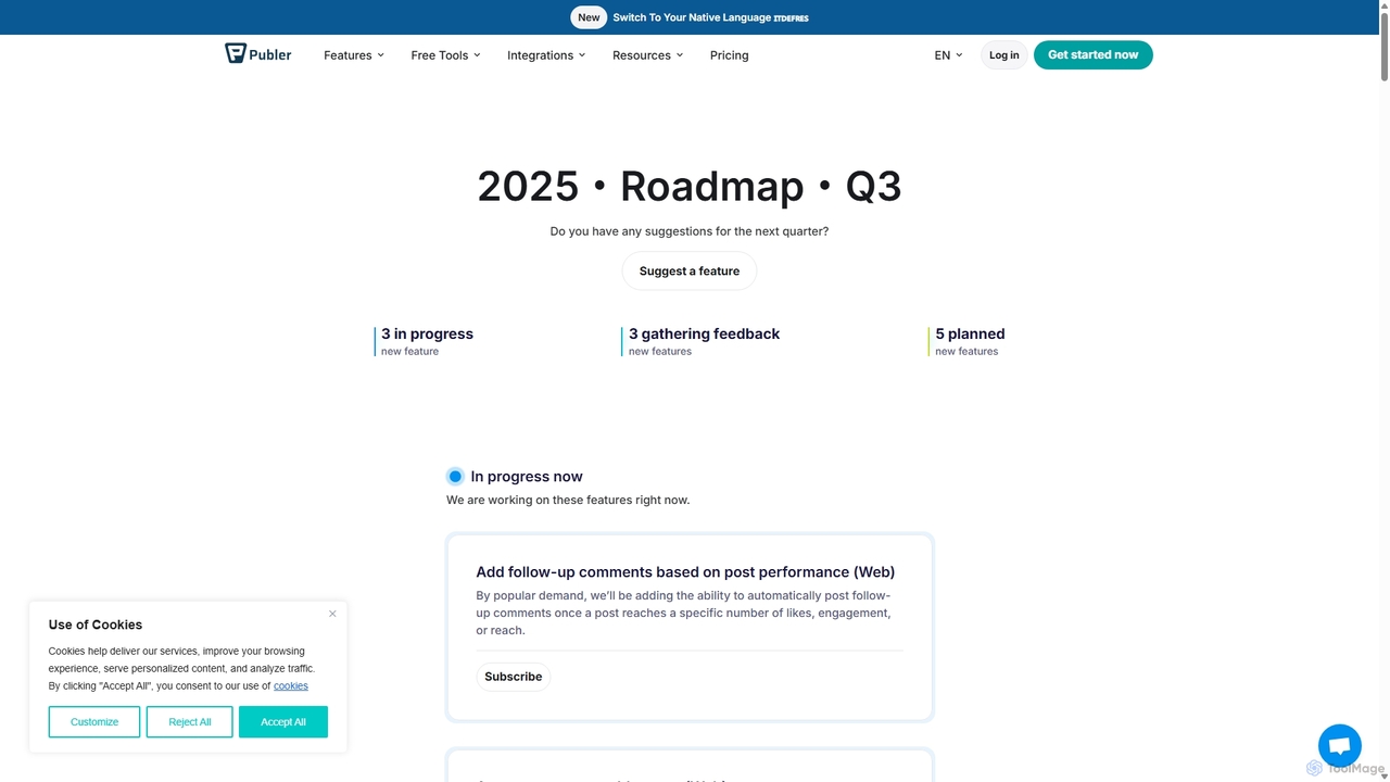 Discover Upcoming Features & Updates | Publer Roadmap for Publer