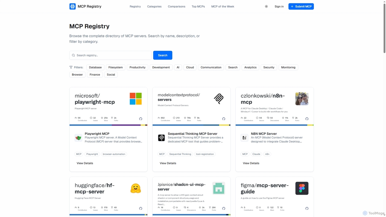 MCP Registry | Browse All Servers | Public MCP Registry for Public MCP Registry