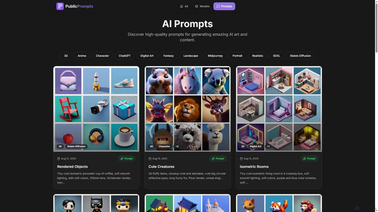 AI Prompts Library - Free Prompts for ChatGPT, Claude & More | Public Prompts for Public Prompts