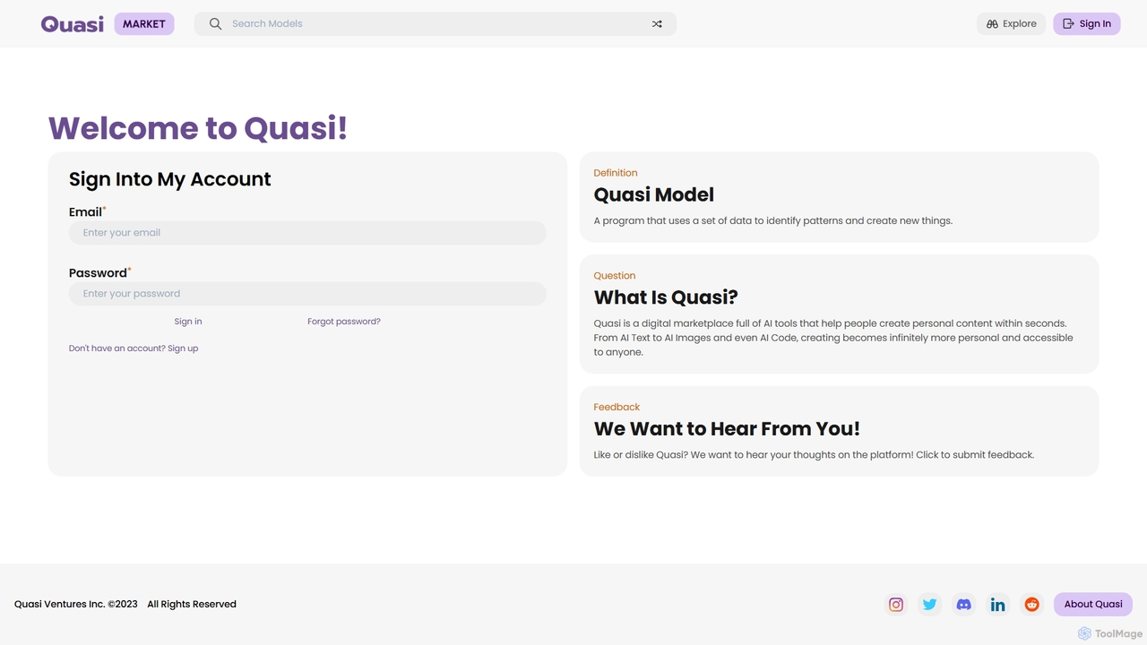 Sign In for Quasi