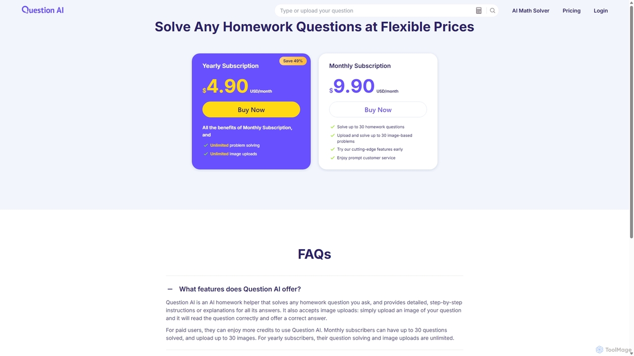 Question AI Pricing for Question AI