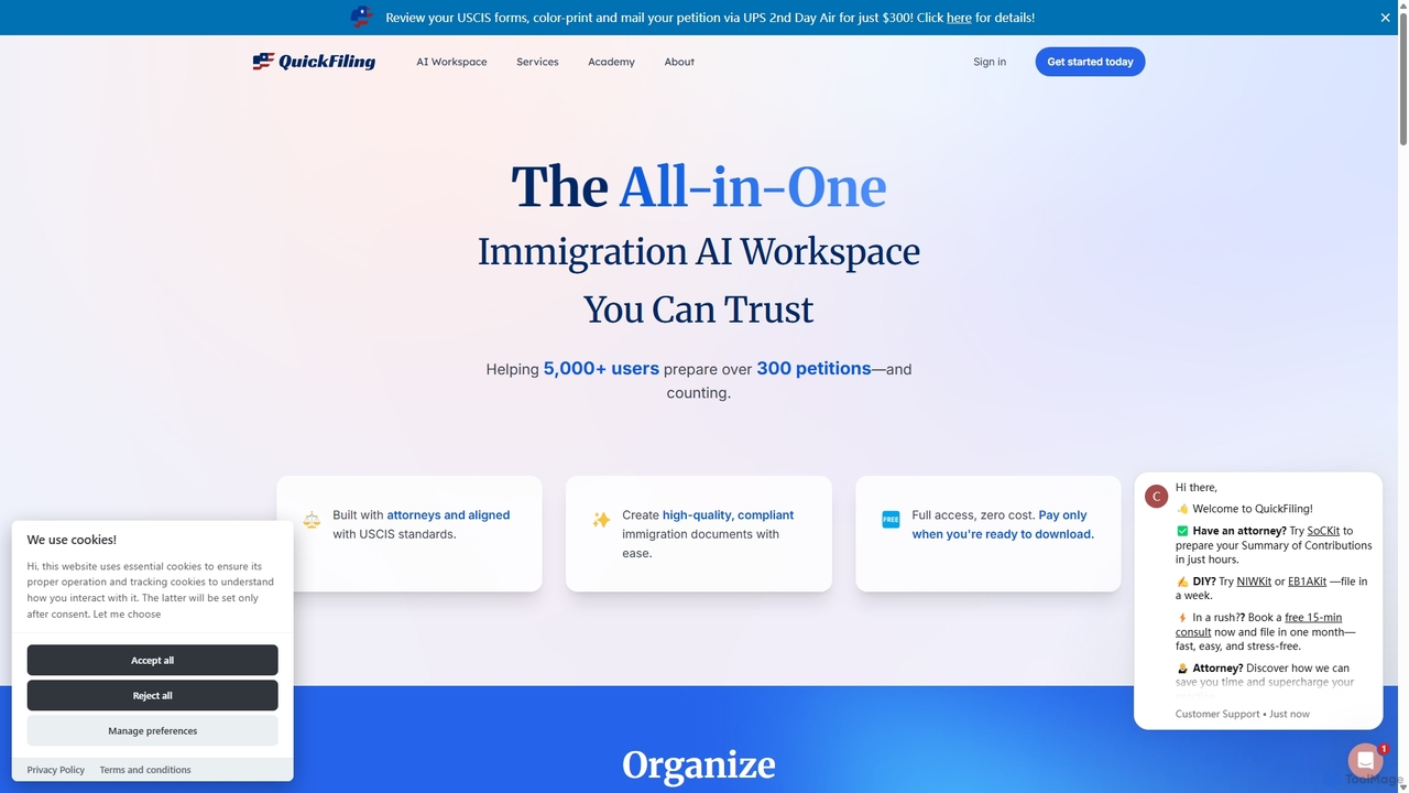 AI Workspace | Quickfiling - Your Intelligent Immigration Assistant and Beyond for Quickfiling