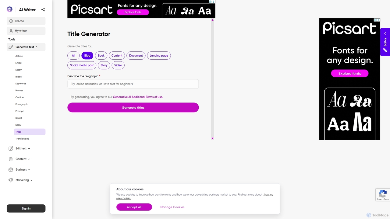 100% Free AI Title Generator | Quicktools by Picsart | Quicktools by Picsart for Quicktools by Picsart