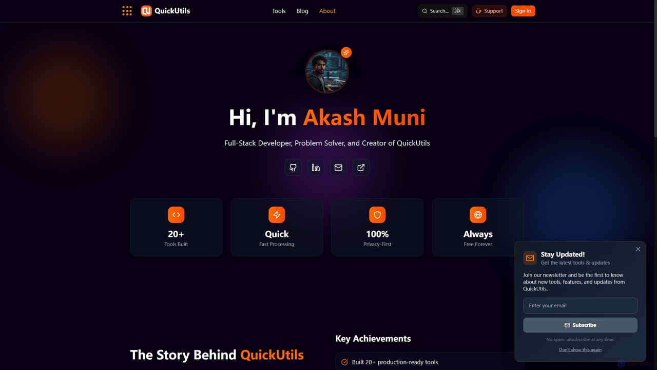 About QuickUtils – Meet Akash Muni & Our Mission for QuickUtils