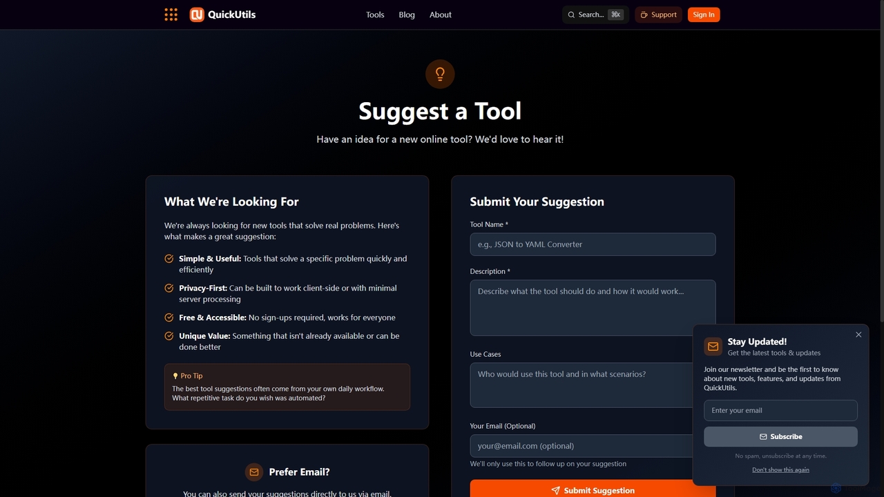 Suggest a Tool - QuickUtils for QuickUtils