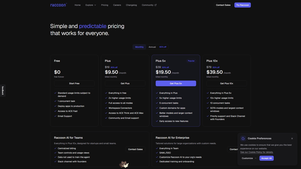 Pricing | Raccoon AI for Raccoon AI