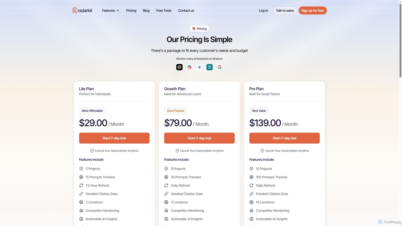 Pricing - Radarkit for Radarkit