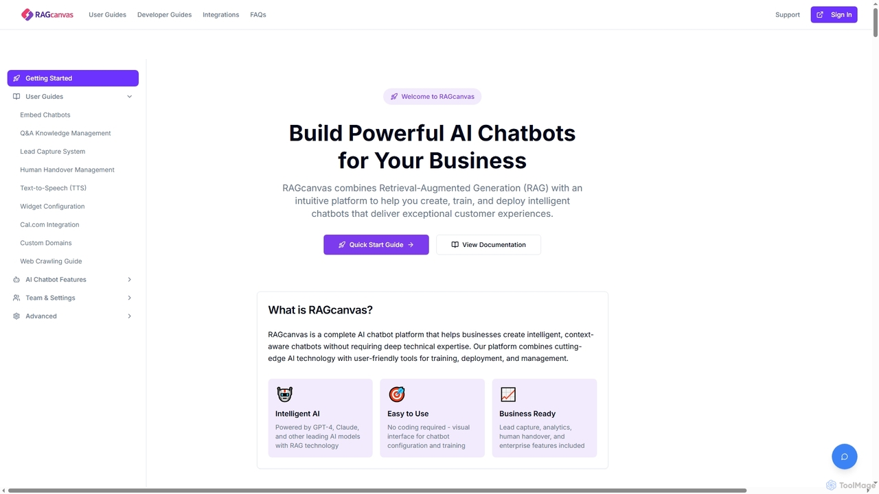 RAGcanvas - AI-Powered Chatbot Builder | Enterprise RAG Technology for RAGcanvas