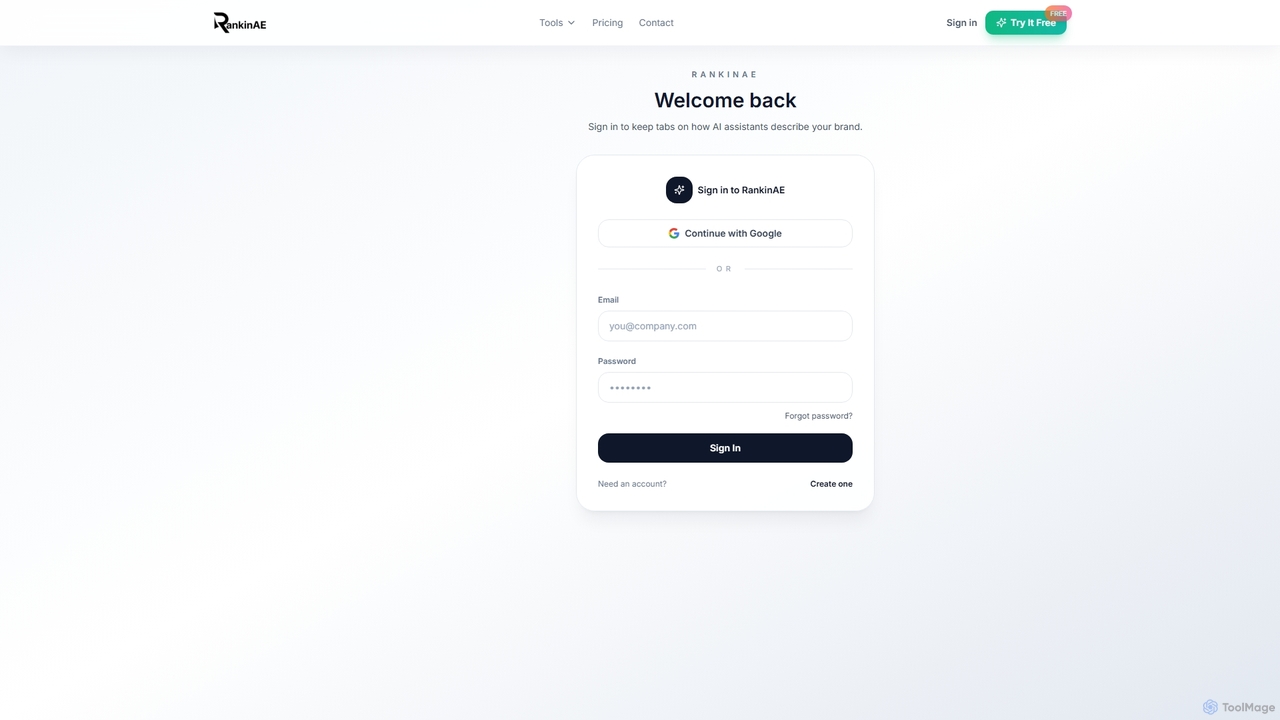 Sign In to RankinAE | Monitor Answer Engine Optimization & AI Visibility for RankinAE