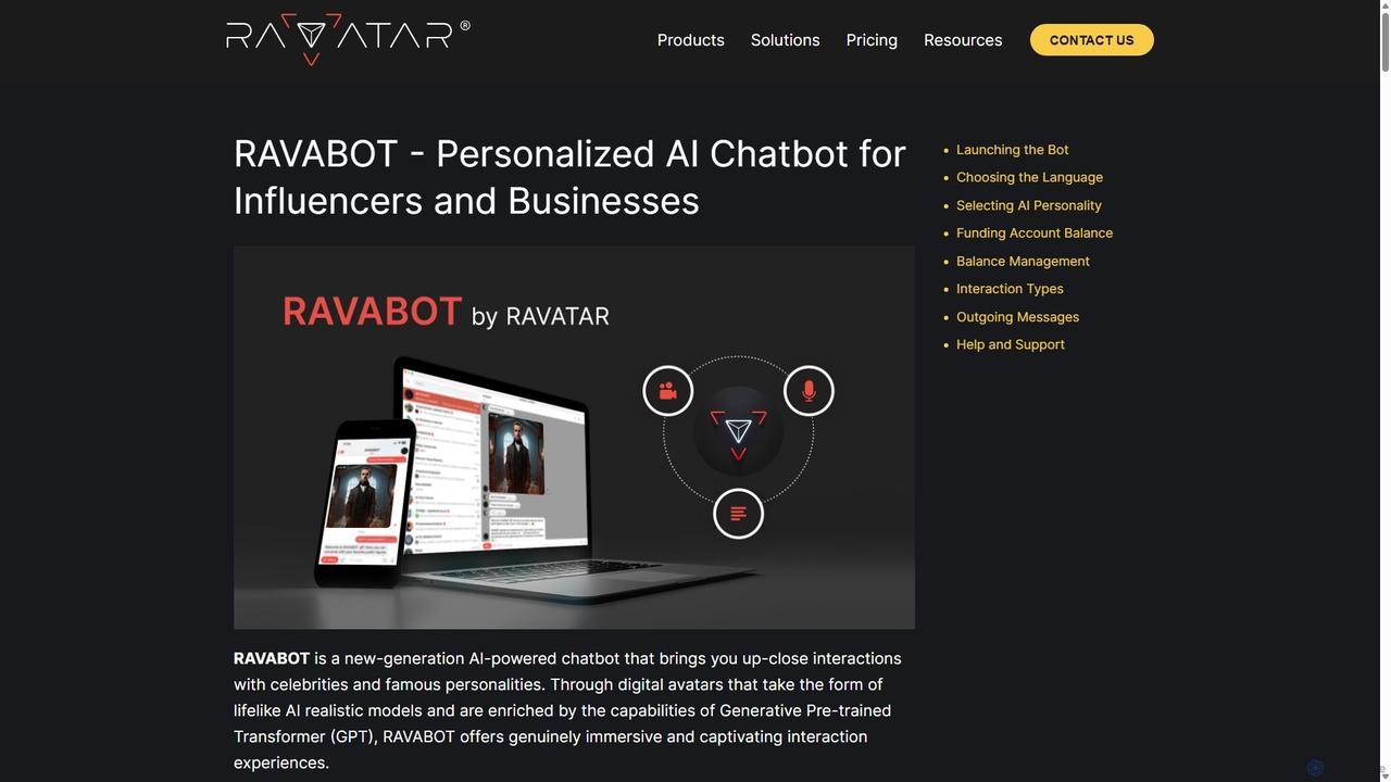 RAVABOT - Personalized AI Chatbot for Influencers and Businesses | RAVATAR for Ravatar