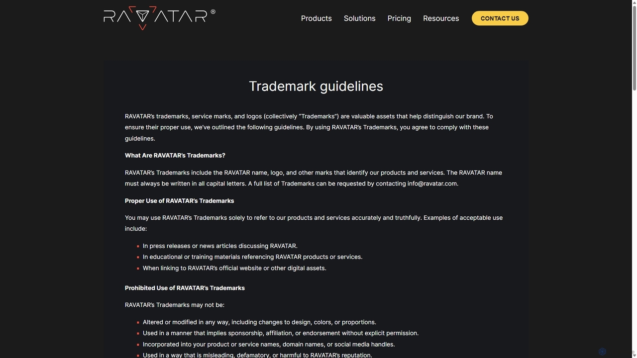 Trademark guidelines - RAVATAR: Real-time Interactive 3D AI Avatars and Digital Humans for Ravatar