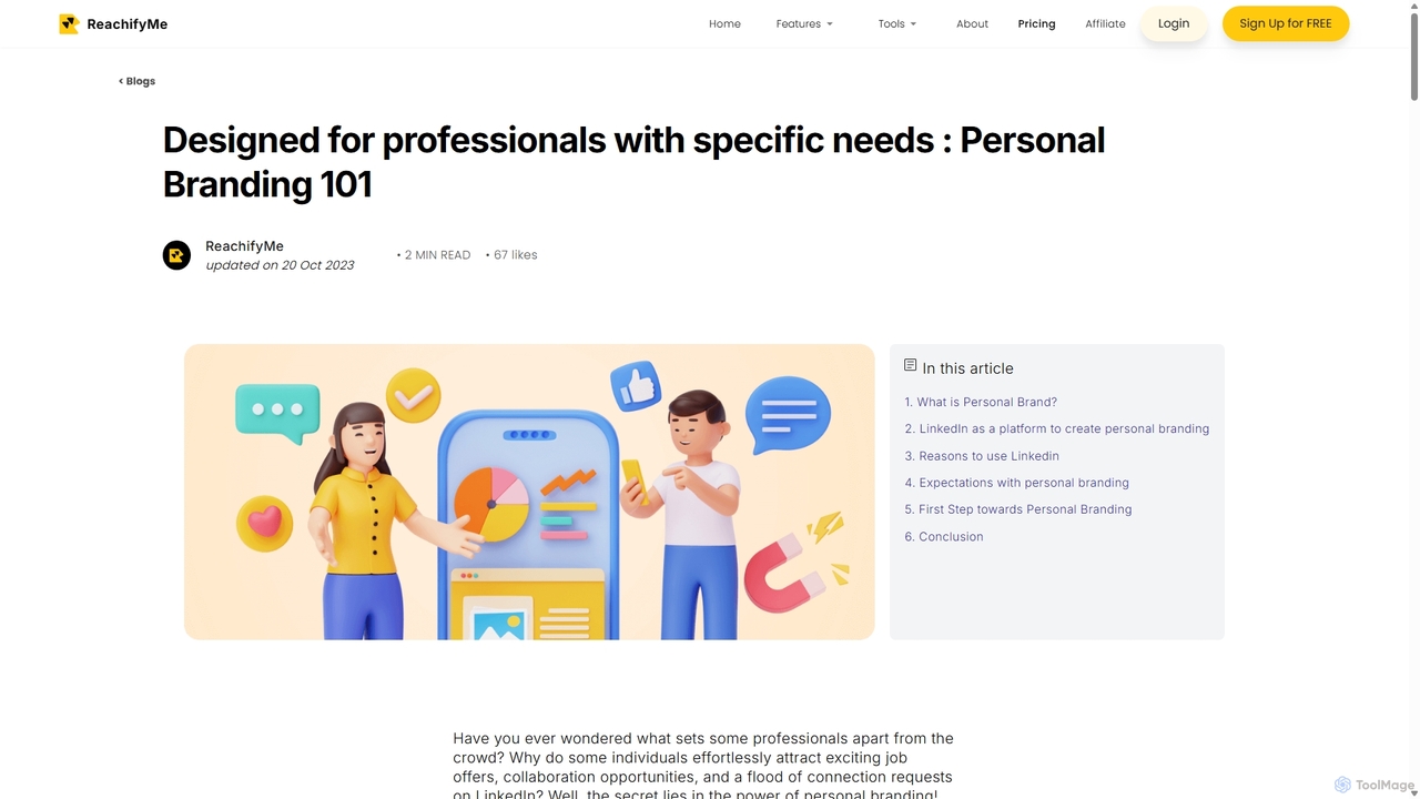 Designed for professionals with specific needs : Personal Branding 101 for ReachifyMe
