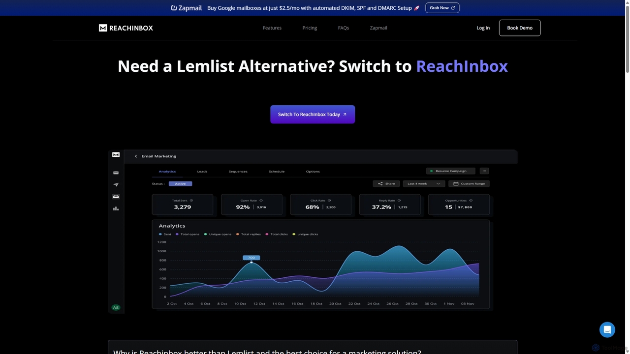 Lemlist Alternative - Top cold email outreach tool for ReachInbox