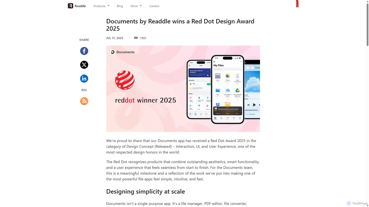 Documents by Readdle wins a Red Dot Design Award 2025 for Readdle