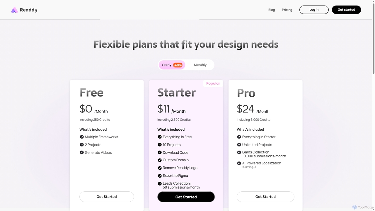 Pricing | Readdy: AI Website Builder for Readdy