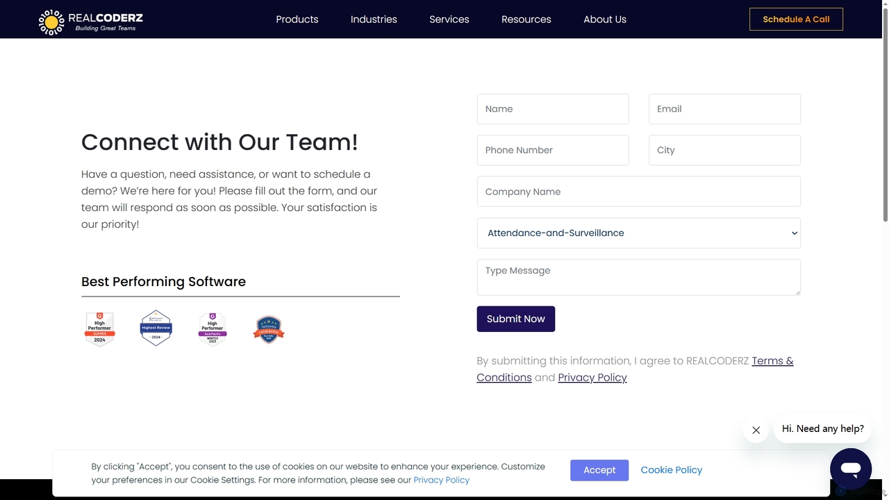 Request-a-demo for Realcoderz