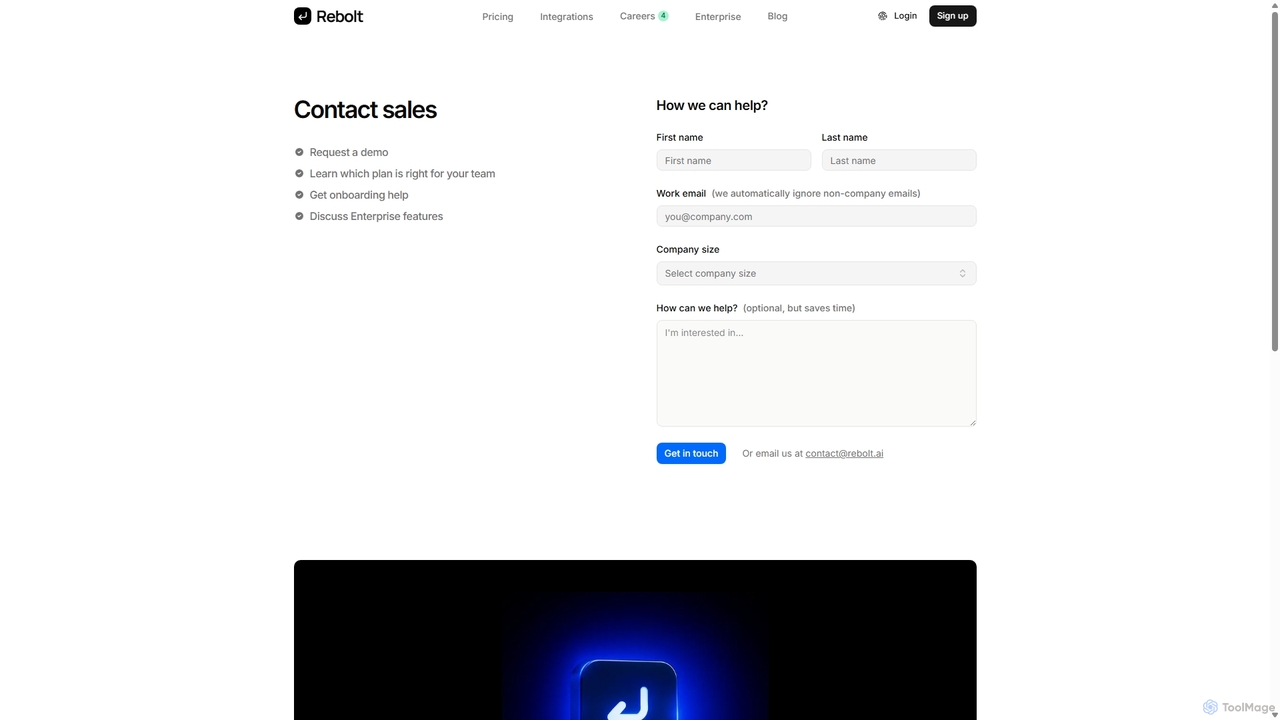 Contact Sales · Rebolt for Rebolt