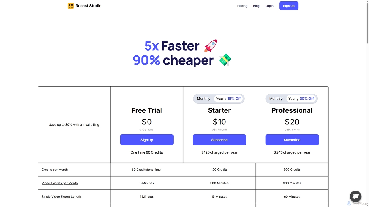Pricing - AI-Powered Video Editor for Marketing Teams for Recast Studio