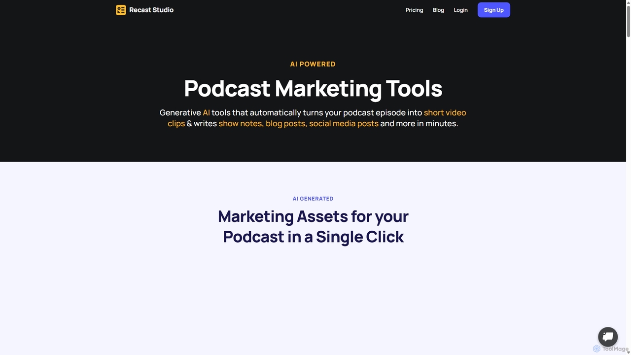 Recast Studio: AI Powered Podcast Marketing Tools for Recast Studio