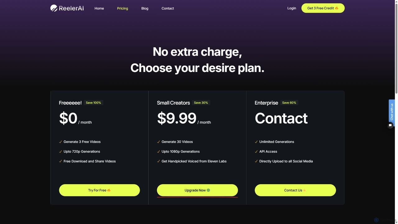 Pricing - Reeler AI for Reeler AI