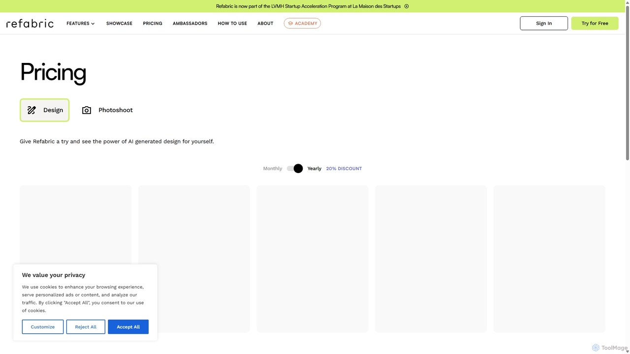 Pricing for Refabric