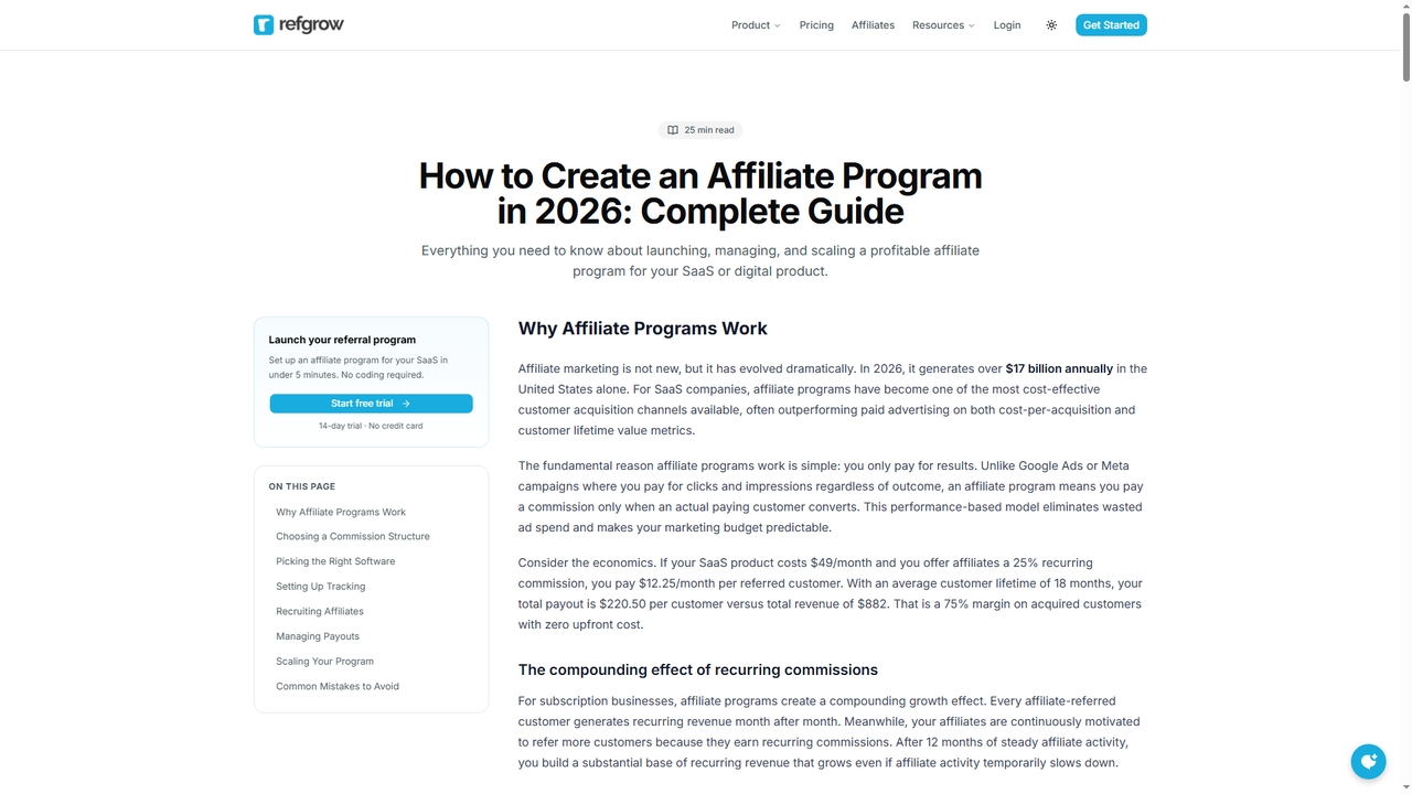 How to Create an Affiliate Program in 2026: Complete Guide | Refgrow for Refgrow