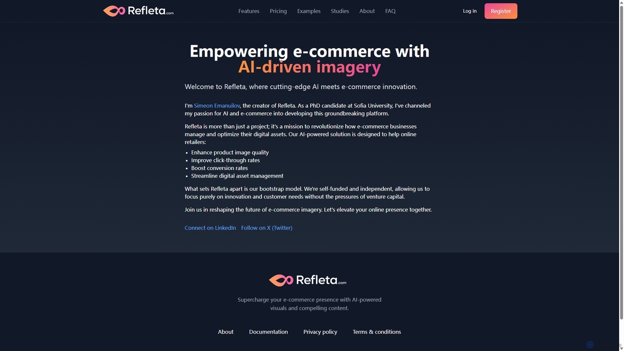 About Refleta — AI-powered e-commerce image optimization for Refleta